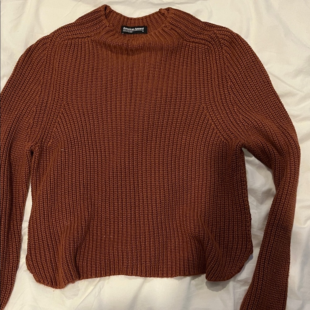American Apparel Women's Rust Cowl Neck Sweater